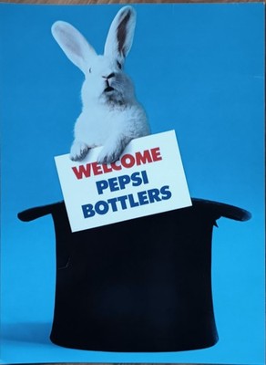 Doublesided Welcome Pepsi Bottlers Heavy Paper Sign,Featuring Magic Hat & Rabbit