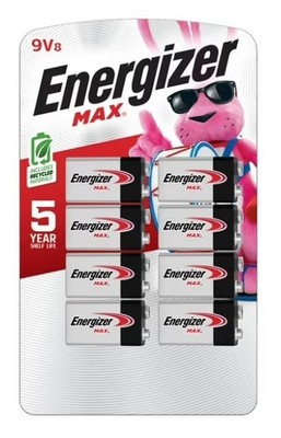 Energizer Alkaline Max 9-V Batteries 8 Pack Brand New/Factory Sealed
