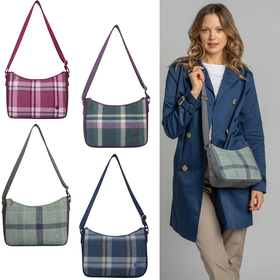 Earth Squared Emily Tweed Cross Body Bag Damen Umweltfreundlich Schultertasche