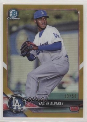 2018 Bowman Chrome Prospects Gold Refractor 33/50 Yadier Alvarez #BCP22 0x1