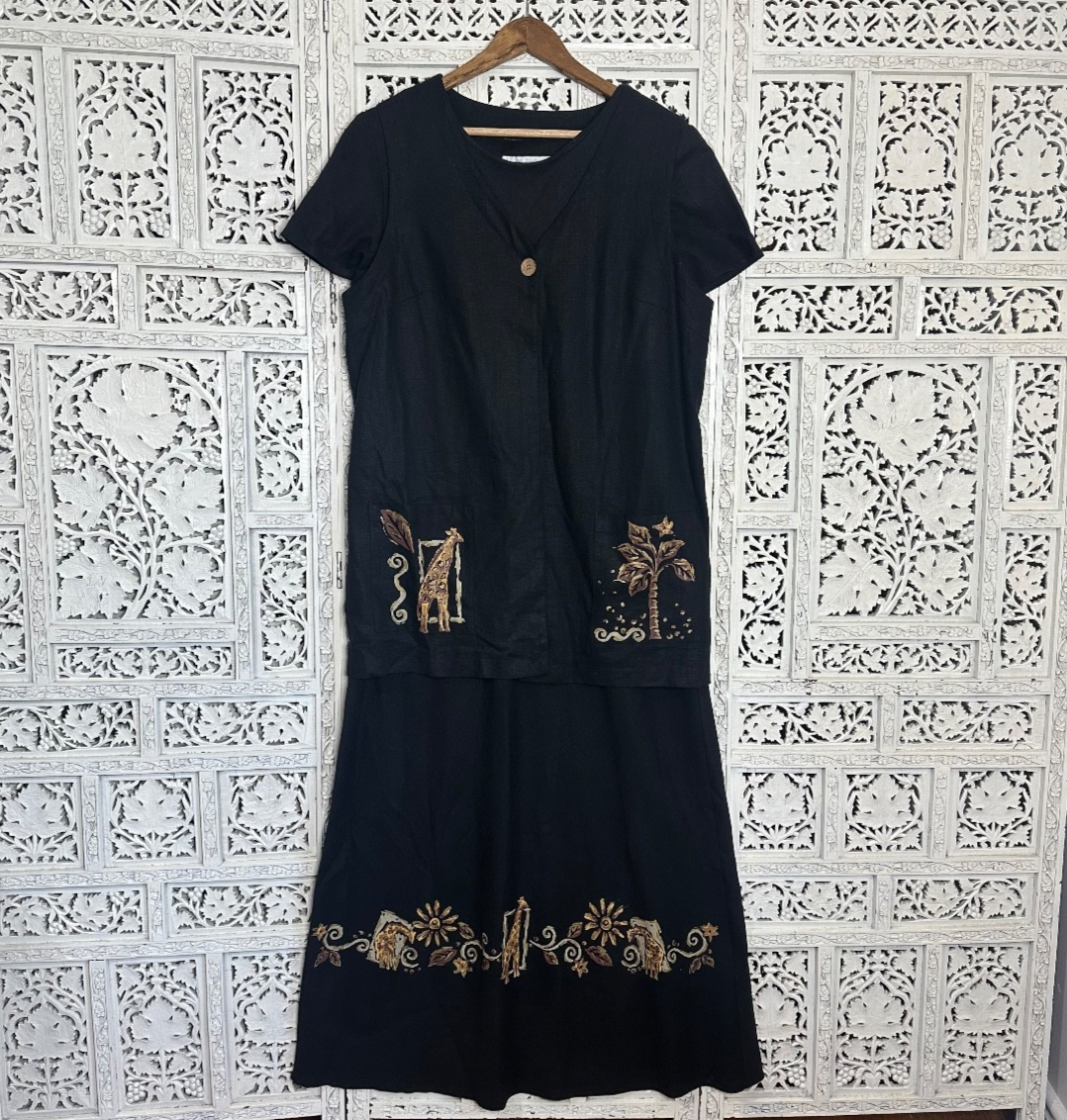 Vtg Jessica Howard Black Linen Blend Animal Safari Themed Maxi Dress Sz Medium | eBay Vtg Jessica Howard Black Linen Blend Animal Safari Themed Maxi Dress Sz Medium | eBay