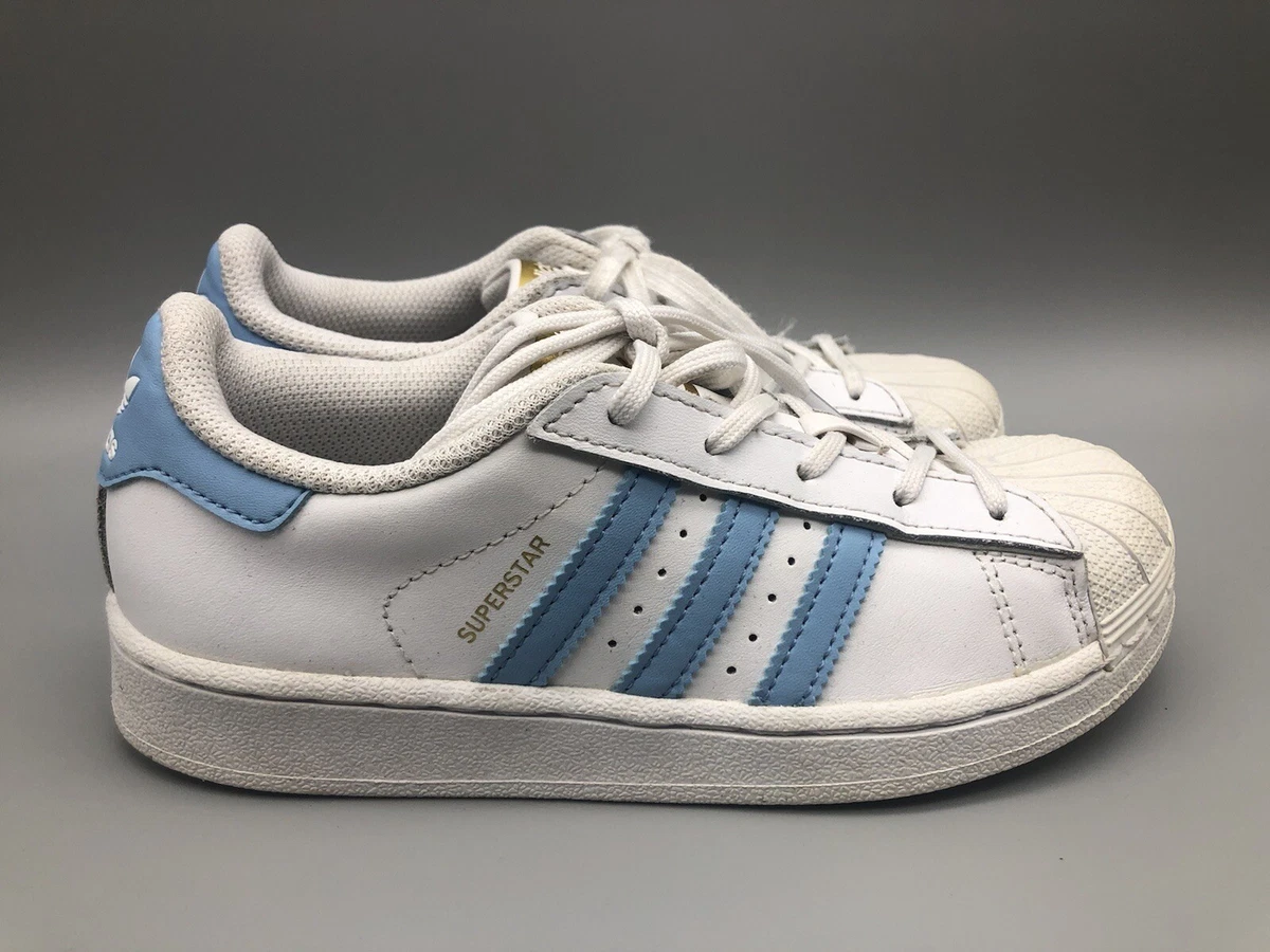 Adidas Superstar 789002 BW1277 White Blue Color Size 1 Junior Boys Retro Shoes