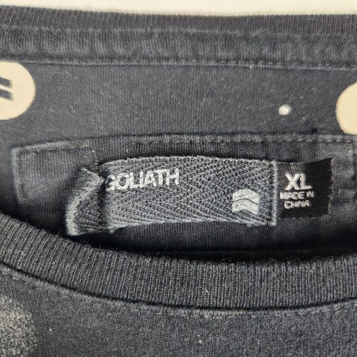 Goliath Mens Casual Tee Shirt Size XL Black Spot Contrast Pocket Logo Patch Top - Picture 7 of 11