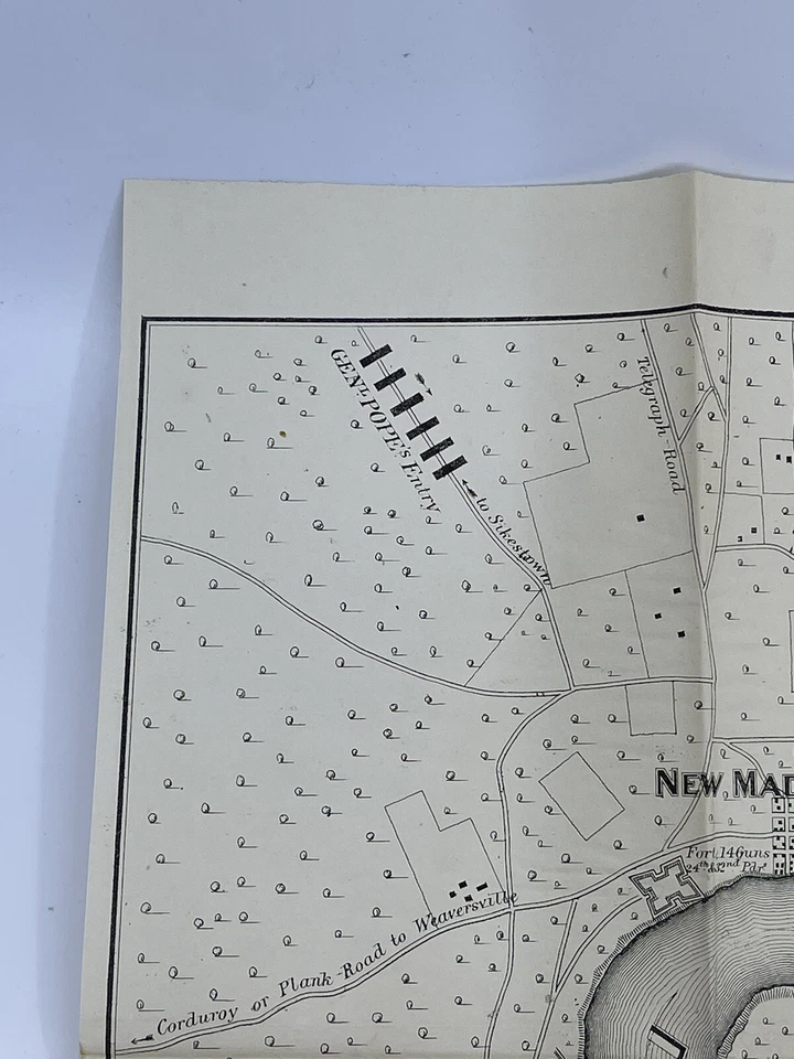 Mapa Bowen & Co. Litho Co. 1862 río Mississippi fortificaciones rebeldes ejército de la Unión Foto 4 de 4