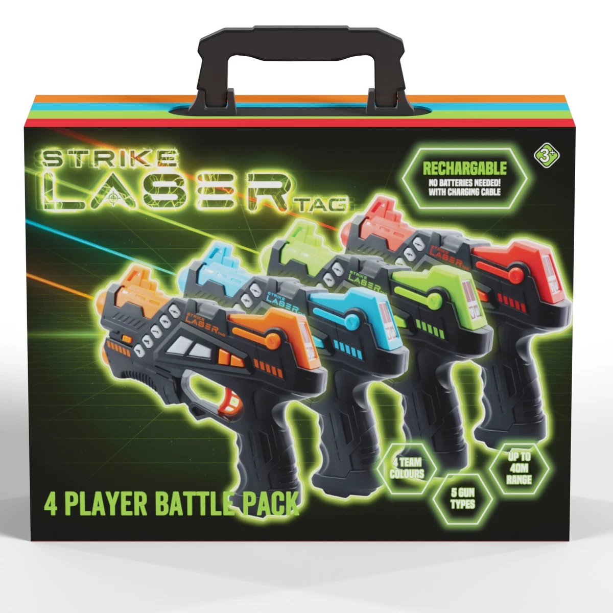 Strike Rechargable Laser Tag Game 4 Player Battle Set Gun Blasters