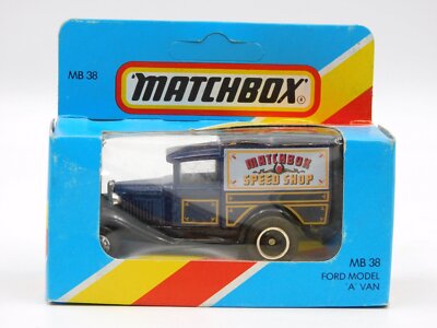 Matchbox Superfast Ford Modell A Van Speed Shop 80s MB-38 IN Blau Box England