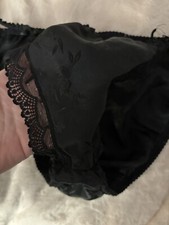 Vintage High Cut Leg Satin Second Skin Shiny Plus Panties Black Pattern Sissy