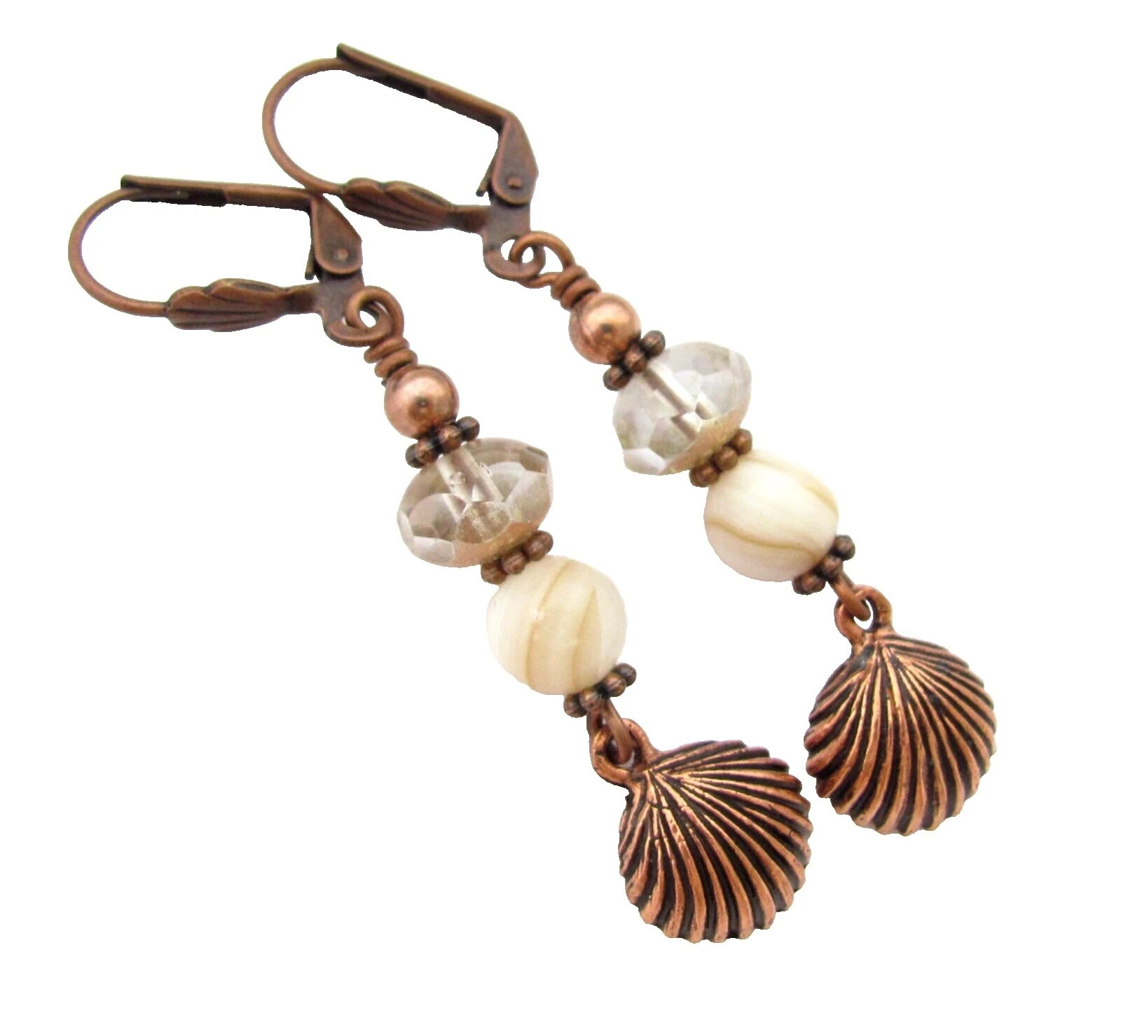 Perla Cristal Pendientes de Moda de cobre