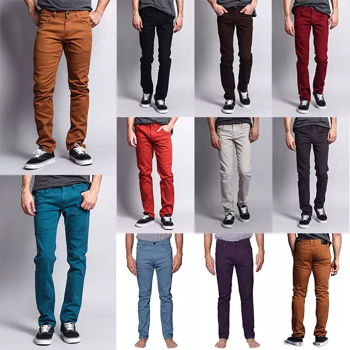 Men Pink Denim Pants Loose Straight Leg Jeans Trousers Casual Hip Hop Cargo  Pink | eBay