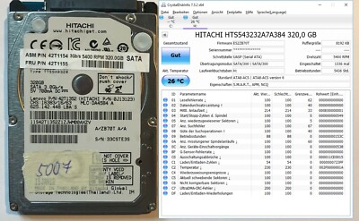 Hitachi 320 GB 2.5'' 5400 RPM 8 MB SATA Hard Disk Drive HDD HTS543232A7A384