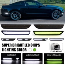 For 2010-2014 Ford Mustang Smoked Front & Rear LED Side Marker Lights Lamps 4PCS