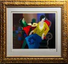 Itzchak Tarkay Little Round Table #7 Hand Signed Original Serigraph on Paper Art