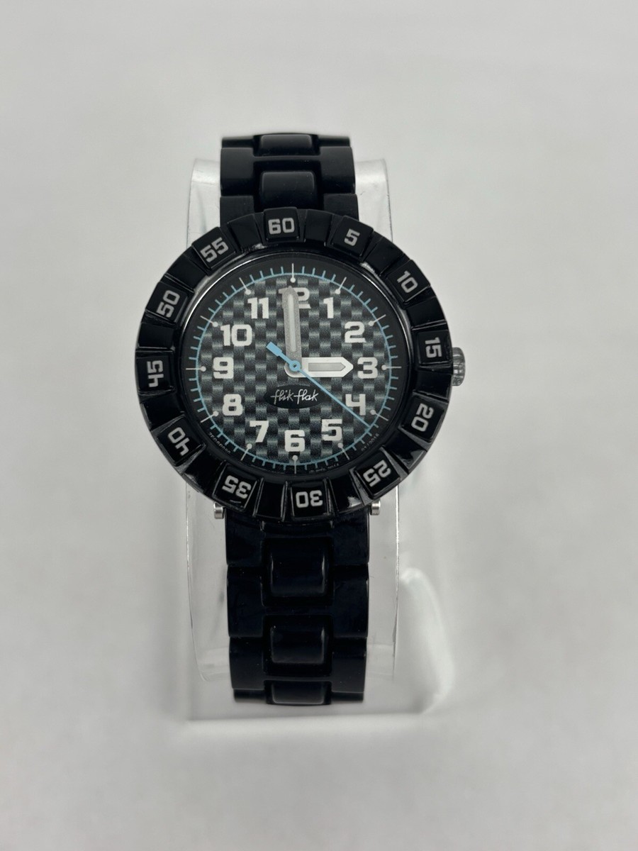 Flik Flak 35mm Black Quartz Watch w/Black Band Battery