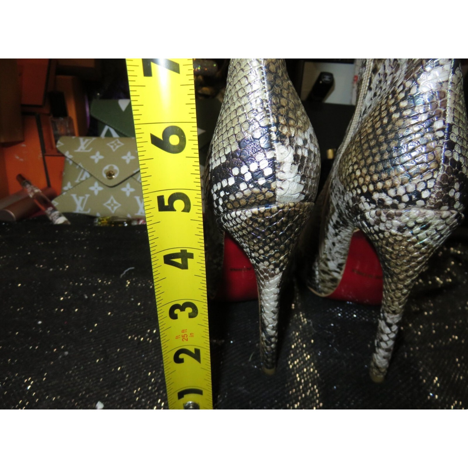 Python Embossed Faux Vegan Leather Stiletto Booti… - image 5