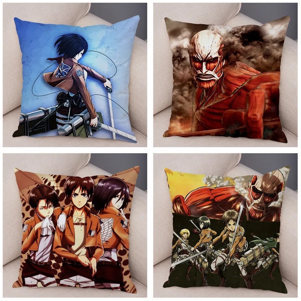 El Ataque De Los Titanes Funda De Cojín 45×45cm Modelo A Elegir Levi Eren Mikasa