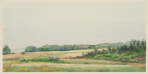 J. THAETER (1870-1898), Wiesenlandschaft mit Sträuchern, Aquarell Realismus - Picture 2 of 4