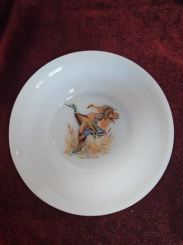 Vintage Anchor Hocking Fire King Dish Bowl Game Cottage Core Mallard Duck