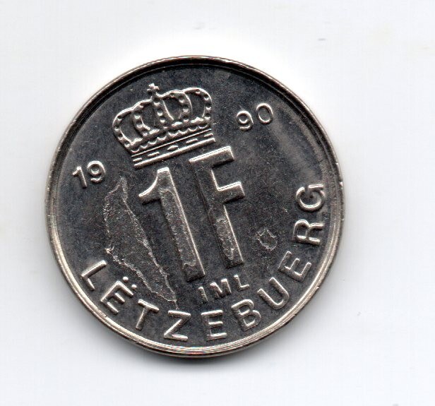 Luxembourg 1990, Jean Grand-Duc, LËTZEBUERG 1 Franc (1LUF)  a