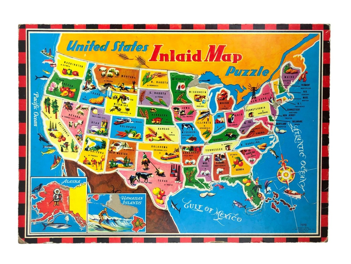 State Map With Inlay Map Of Us States Jigsaw State Plates USA Map 1000 Piece Jigsaw Puzzle