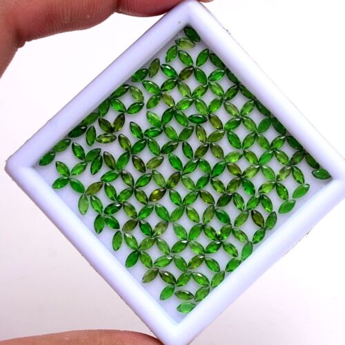 100 Pcs Natural Chrome Diopside 4mm 2mm Marquise Cut Vivid Green Loose Gemstones - Picture 3 of 6