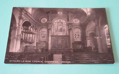 St. Mary-Le-Bow Kirche Innenraum Cheapside London Vintage Postkarte nicht verschickt