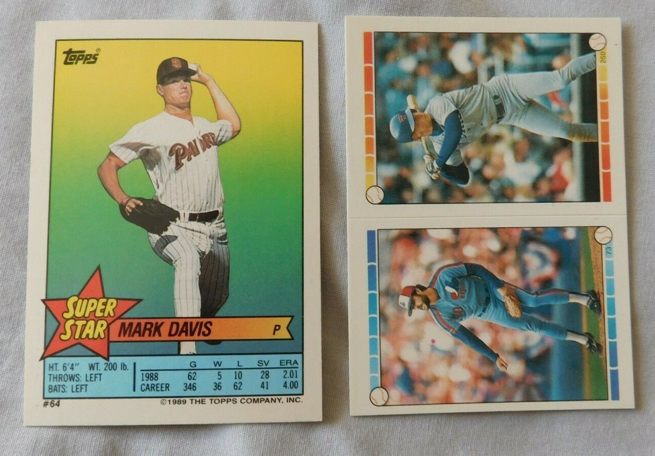 1989 Topps Super Star Sticker #64 Mark Davis Sticker on Back #73 #250