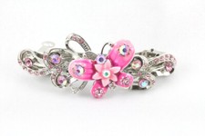 Pink Trendy Austrian Rhinestone Crystal Hair Barrette Clip