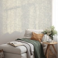 Vliestapete Blattmuster Floral Putzoptik Shabby Grau Creme 10435-10 (3,28€/1Qm)