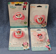 Disney 3 Pacifiers with Covers and 1 Pacifier Holder - Light Pink and Dark Pink