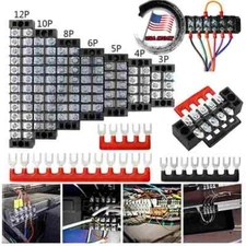 15A Screw Terminal Block Terminal Barrier Strip Dual Row 4-10 Positions 600V