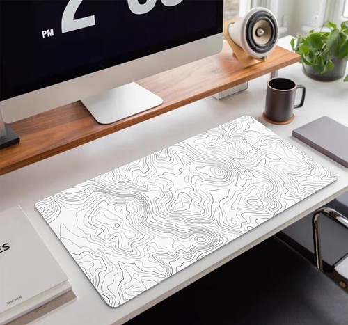 Tapis de Souris XXL Topographique 800x350x3mm Blanc sous Main Ergonomique Bur... - Afbeelding 7 van 7
