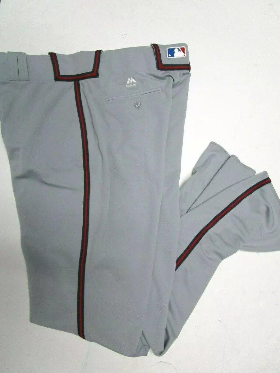 ATLANTA BRAVES GREY FLEX BASE AUTHENTIC MAJESTIC BASEBALL PANTS SIZE 30 44