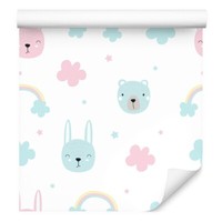 10M Vlies Tapete Kinderzimmer Regenbogen Sterne Wolken BäRen Hasen Xxl 2150