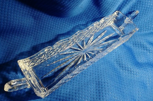 Trinket Serving Bowl Dish Lead Crystal 11.5" Bread Crackers Butter Rectangle - Picture 9 of 11
