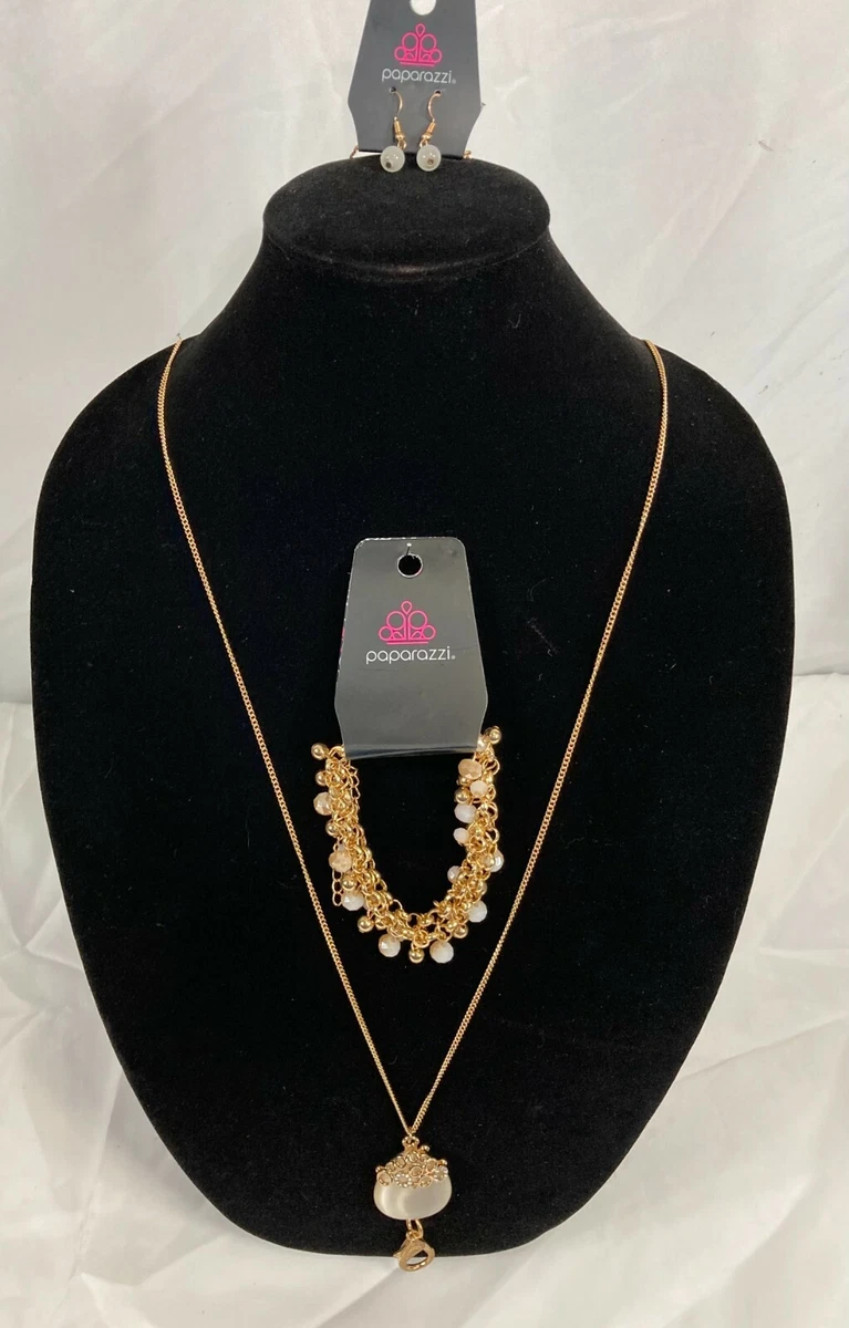 Nightcap Gown Gold Lanyard Necklace Bracelet Earring Set Paparazzi