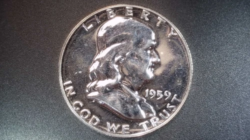 1959 50c Franklin Silver Half Dollar Coin US Mint Proof Uncirculated