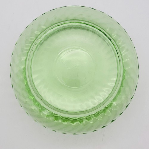 Vintage Green Glass Lidded Preserves Dish W/ Swirl Design UV Reactive GLOWS READ - Picture 7 of 19