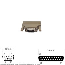 Adapter D-Sub Serial DB 9 Pin DB9 Male DB 25 Pin DB25 Female Gender Changer