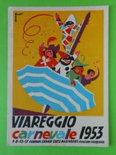 7874) Viareggio Carnevale 1953 timbri XXII Raduno Filatelico Uberto Bonetti