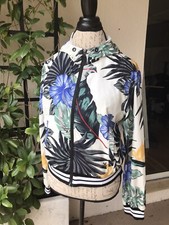 Hurley Womens Tropical Floral Palm Frond Palm Leaves Hibiscus Flower Windbreaker