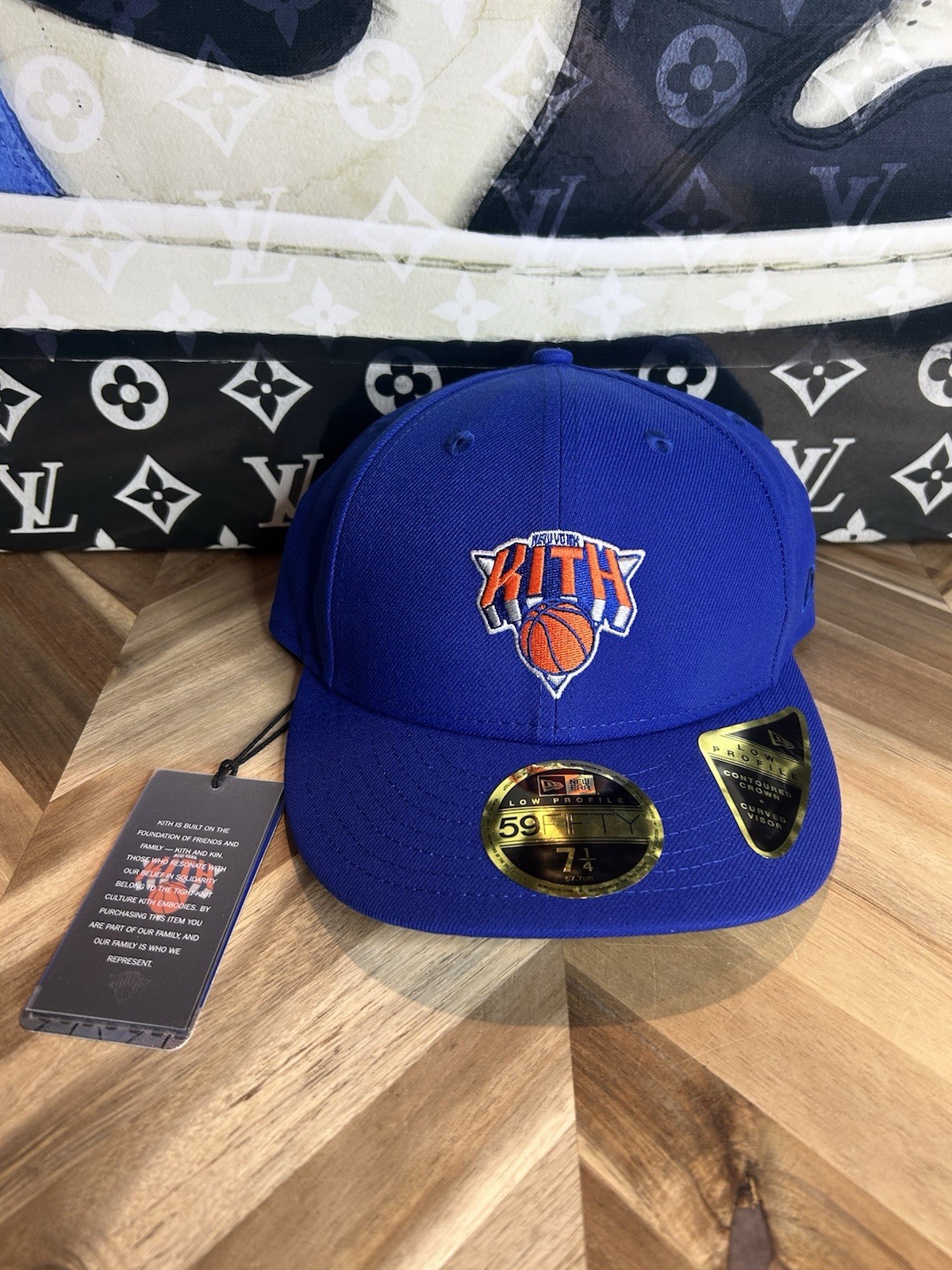 Kith x New Era NY Knicks Low Profile Fitted Hat Blue 7 1/4 Action Baklava Design