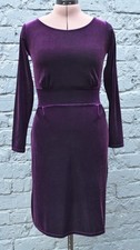 Purple Velvet Dress Size 8 BEALES Bodycon Stretch Long Sleeve Party Shimmer