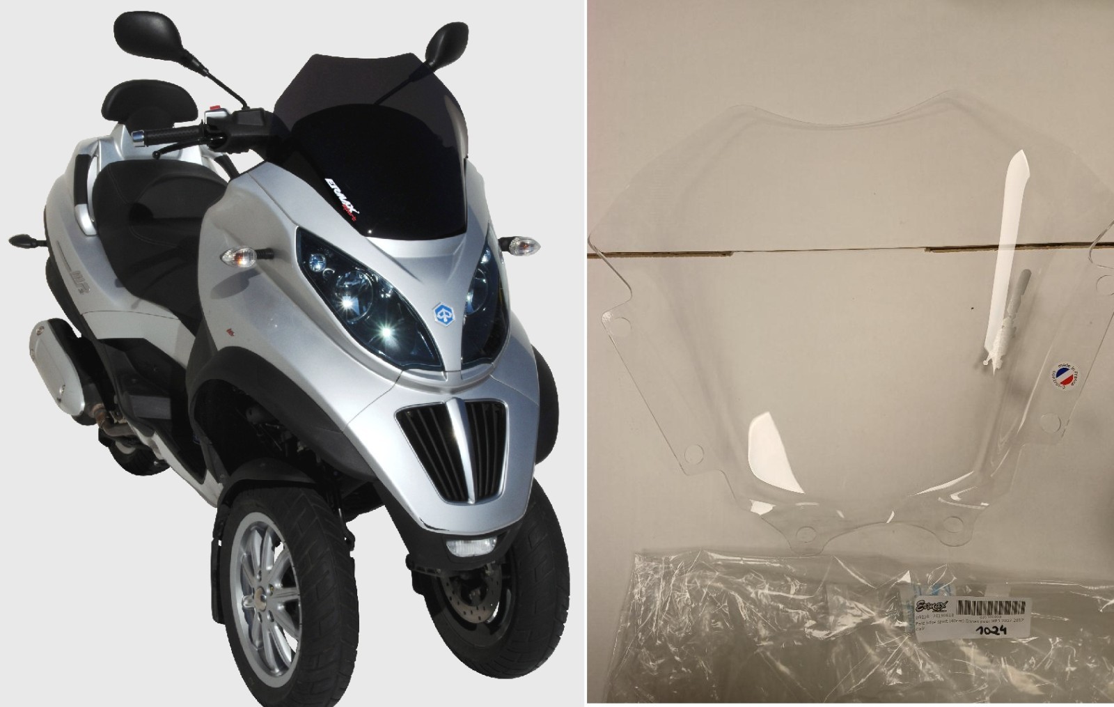 Bulle Ermax Sport pour Piaggio MP3 125 250 400 clair 40cm
