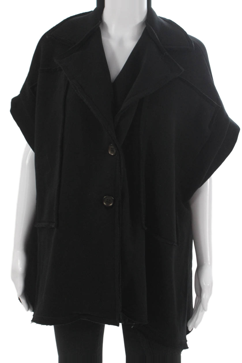 Saga Womens Black Cotton Button Front Short Sleeve Jacket Size LFree Shipping in US $100+ Orders | $6.95 Orders Below