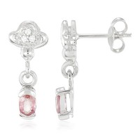Cavill Ohrringe Damen 0,68Ct Padparadscha Saphir Silber Platin Zirkon