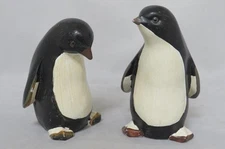 (2) Vintage Tii Collections PENGUINS Resin Figurines Set -Hand Painted Christmas