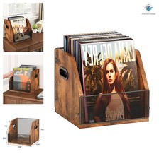 Vinyl Record Storage Crate Holds 60 LPs Metal Wooden Design Easy Assembly