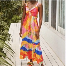 FARM RIO Tropical Sunset Maxi Dress Printed Size Small Vacation