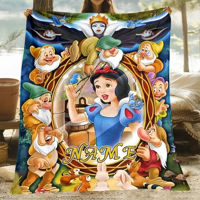 Personalized Snow White And The Seven Dwarfs, Custom Name Fleece Blanket