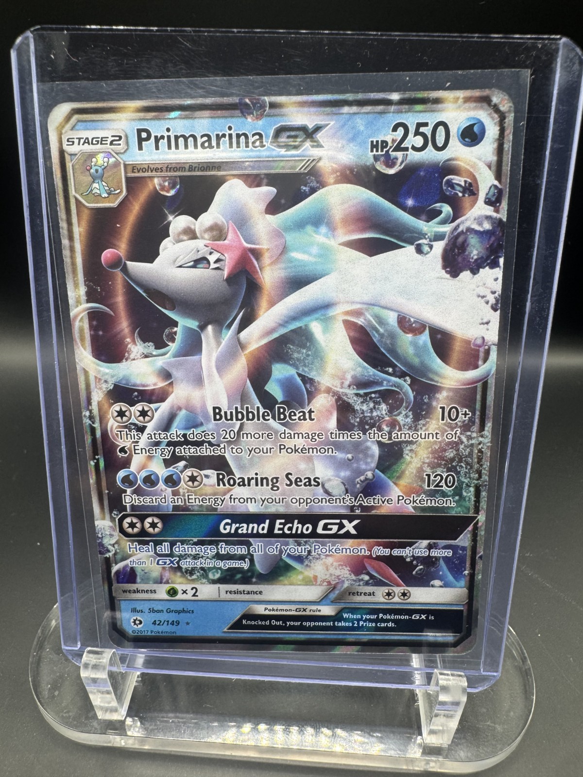 Primarina GX - 42/149 - Sun & Moon - Pokemon TCG - NM - HOLO